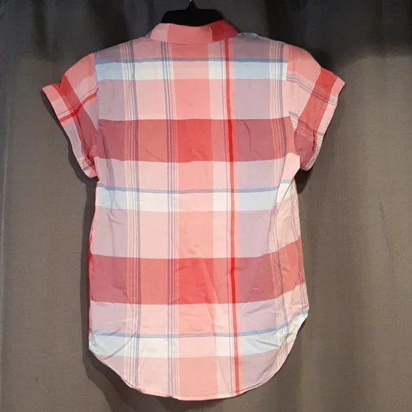 Summer plaid half button top - Picture 4 of 6